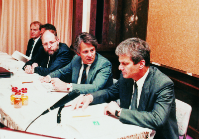 SAP founders: Klaus Tschira, Hasso Plattner, Dietmar Hopp (from left to right) in 1982