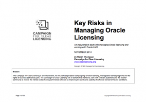 Download - "Key risks in managing Oracle Licensing" White Paper (PDF, 22 Pages, 1MB) NO REGISTRATION REQUIRED