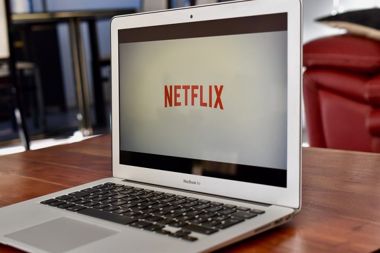 Netflix logo on an Apple Macbook Air